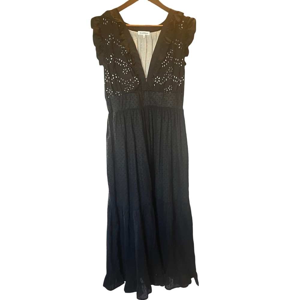 Heartloom Womens Y2K Babydoll Whimsigoth Eyelet Swiss Dot Maxi Dress‎ Large Boho